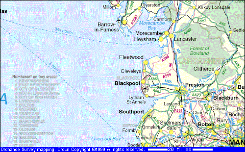 Map of Fleetwood in NW England